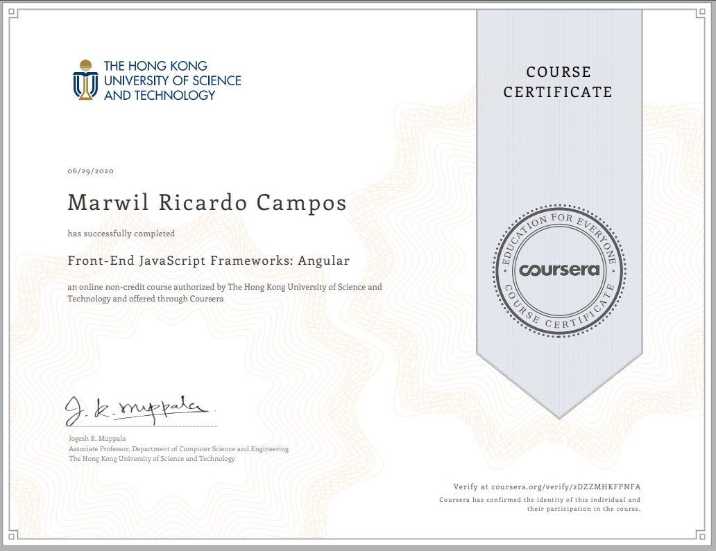 Coursera certificate