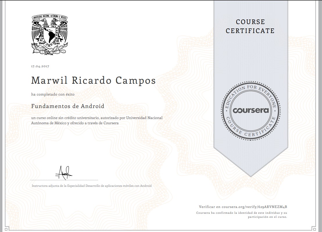 Coursera certificate