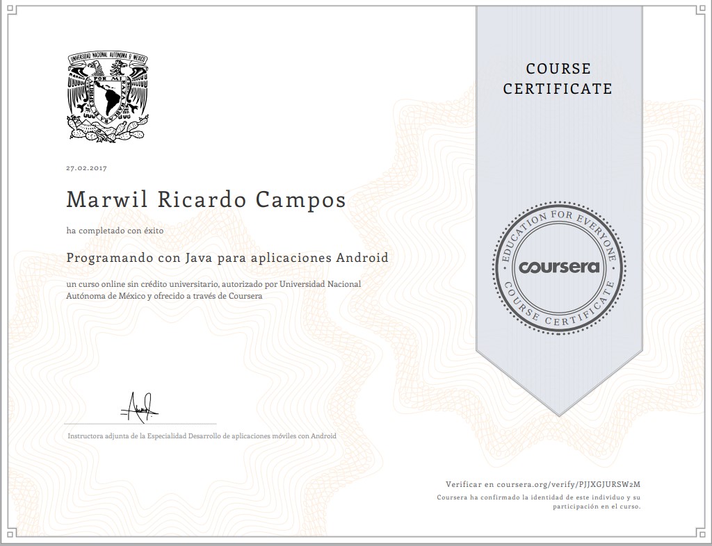 Coursera certificate