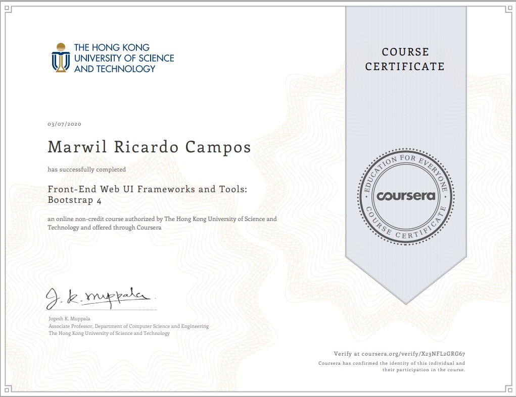 Coursera certificate
