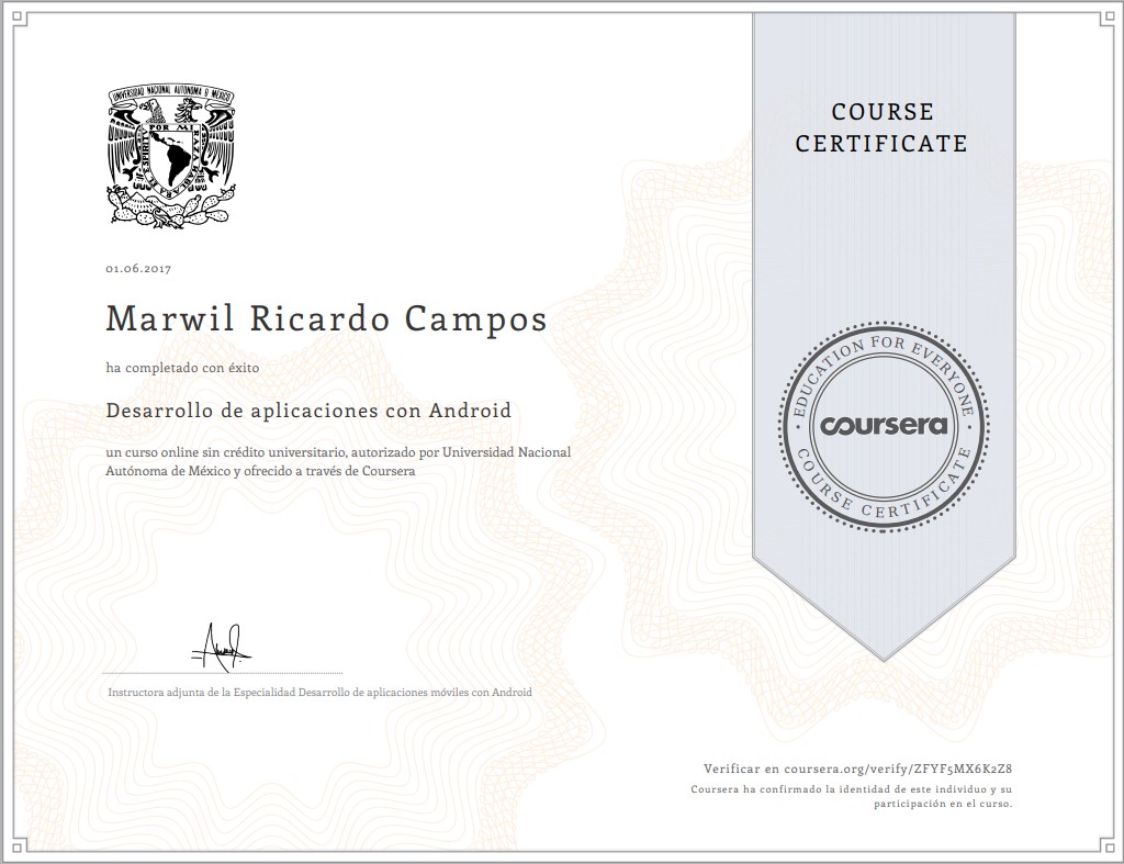 Coursera certificate